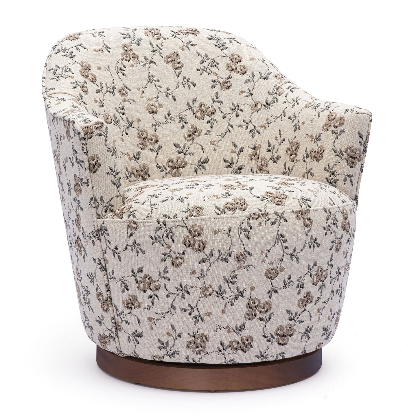 Skyla - Floral Jacquard Swivel Accent Chair - Beige