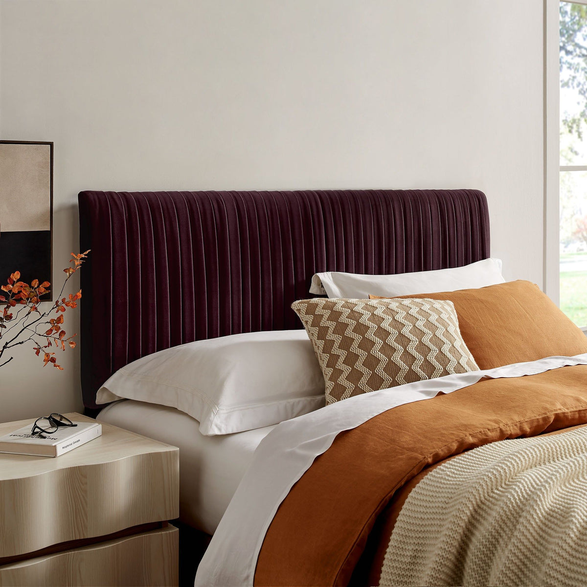 Eloise Upholstered Headboard - Full, Mulberry