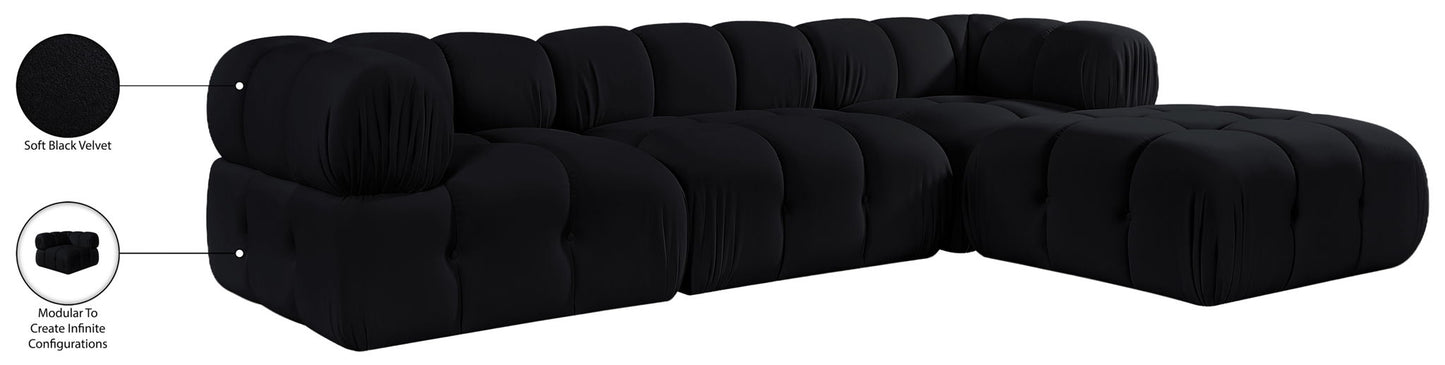 Orin - Velvet 4 Piece Modular Sectional With Chaise