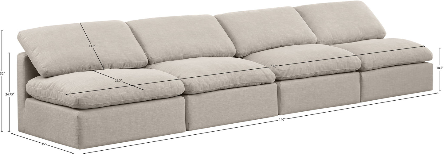 Indulge - Linen 4 Seat Modular Armless Sofa