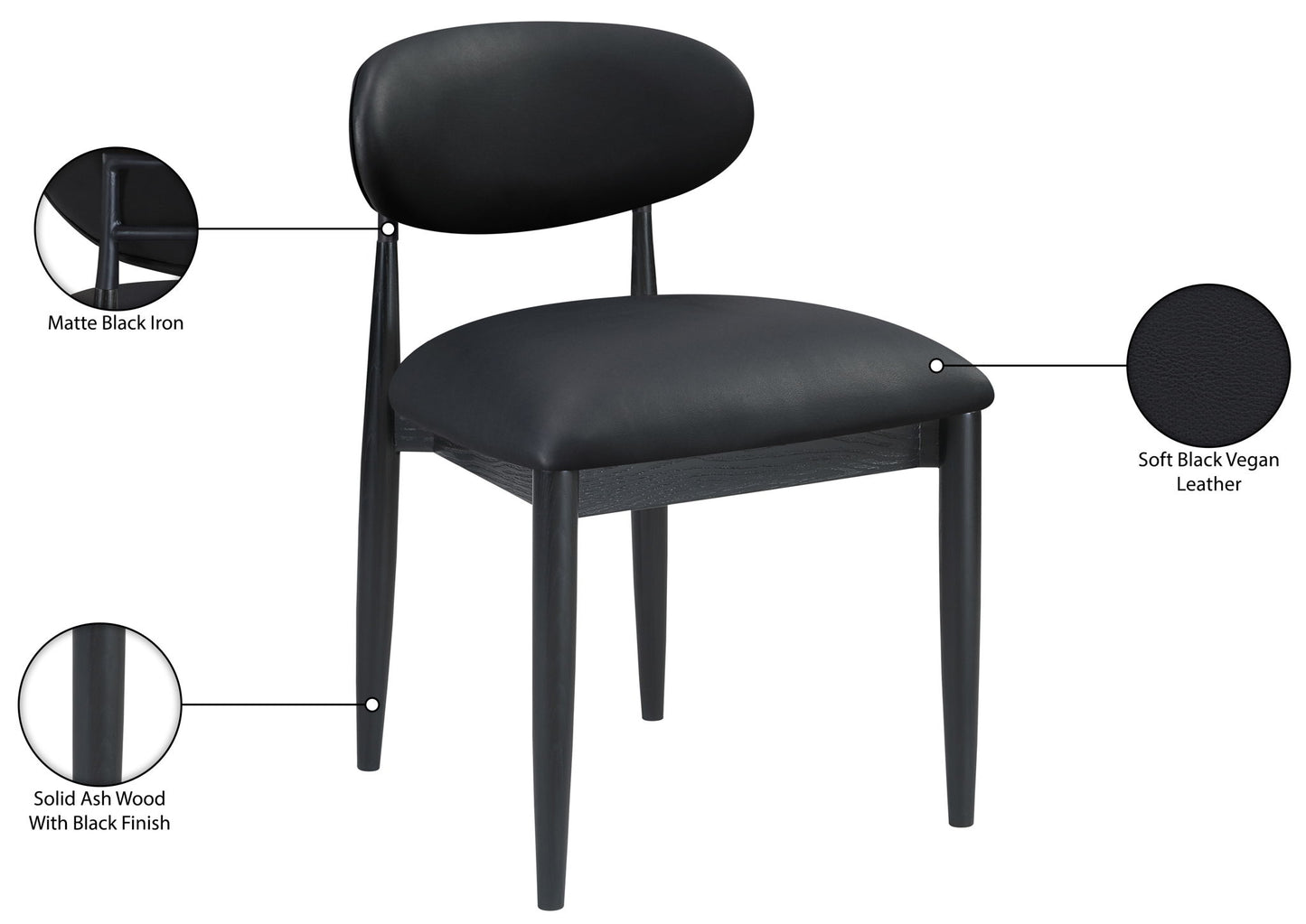 Riccio - Side Chair (Set of 2) - Black Frame