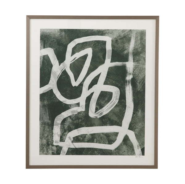 Chalk Line I Framed Print - Green / White