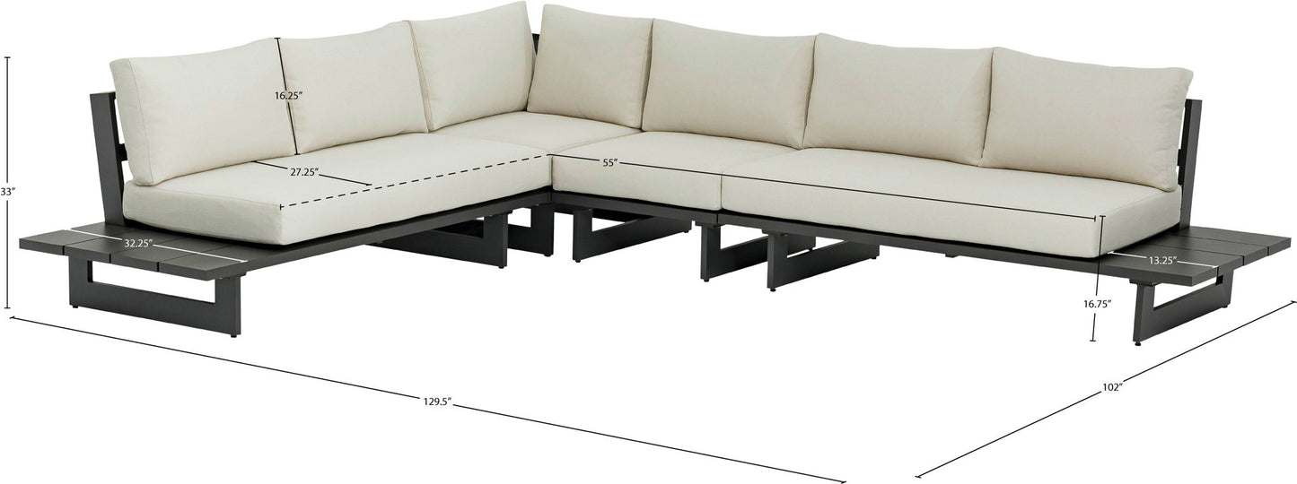 Maldives - 4 Piece Water Resistant Outdoor Patio Modular Sectional With Gray Base