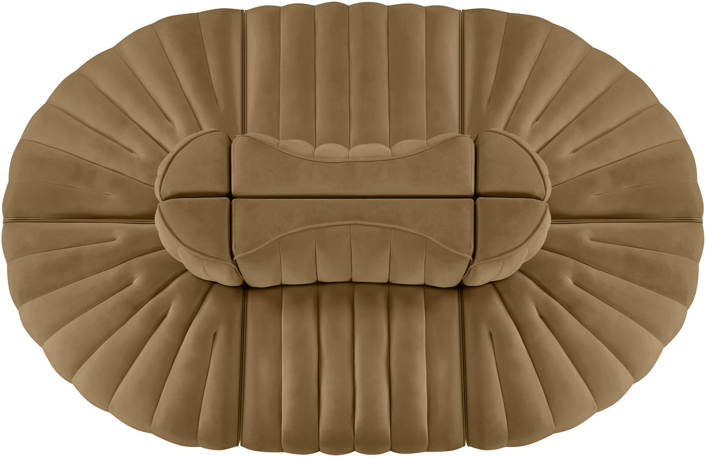 Rummi - Oval Velvet Performance Fabric Upholstered 6 Piece Modular Sectional
