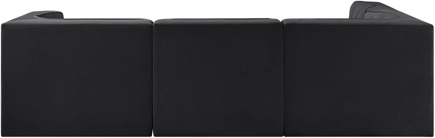 Rummi - Velvet Performance Fabric Upholstered 4 Piece Modular Sectional