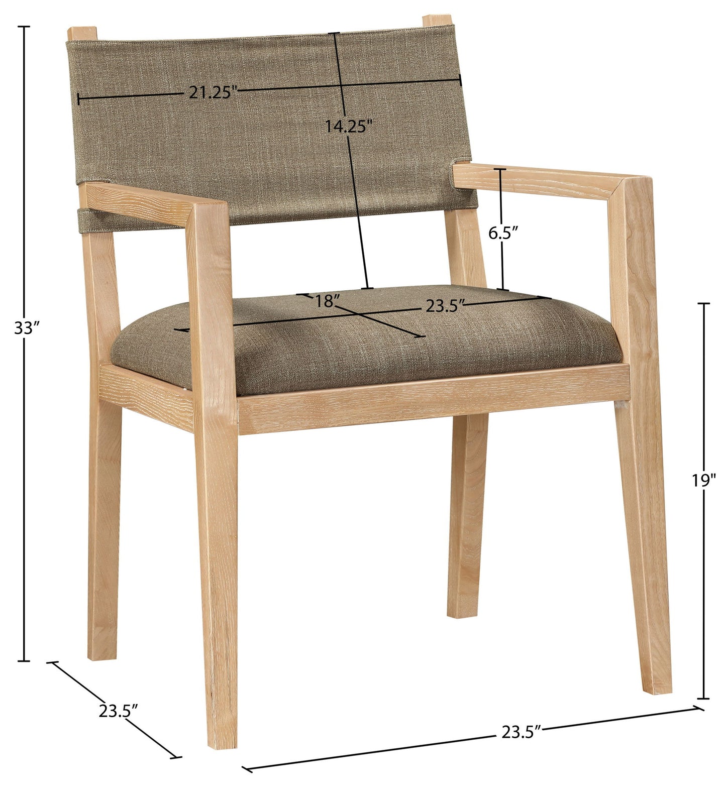 Avon - Linen Textured Performance Fabric Upholstered Dining Arm Chair
