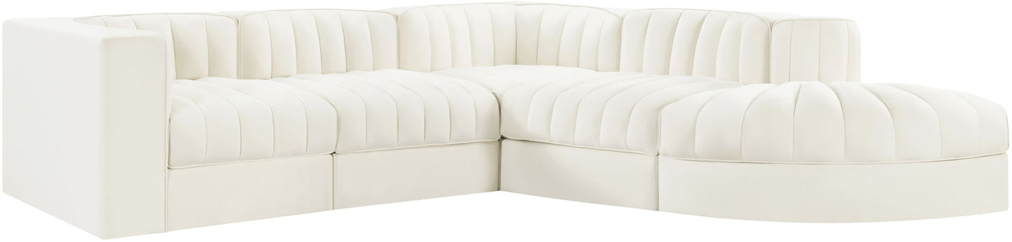 Rummi - Velvet Performance Fabric Upholstered 5 Piece Modular Sectional