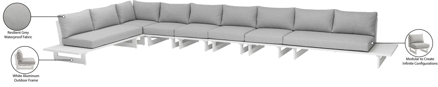 Maldives - 7 Piece Water Resistant Outdoor Patio Modular Sectional With White Base
