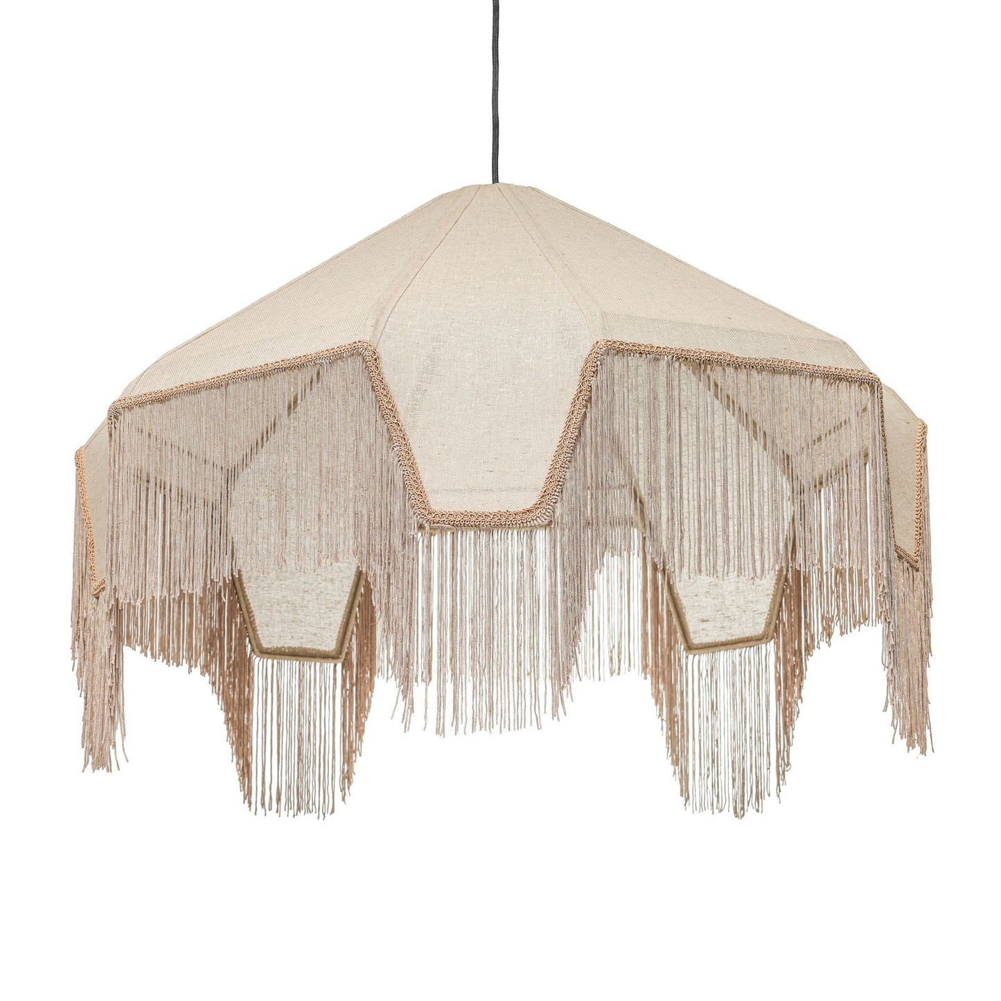 Buchanan - Fabric Fringed Angled Pendant Light - Natural