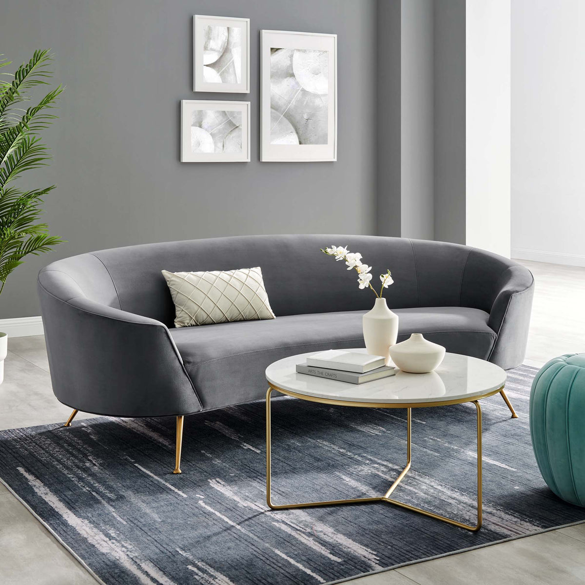 Marchesa Upholstered Performance Velvet Sofa - Gray