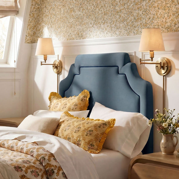 Magnolia Stain-Resistant Performance Velvet Headboard - Twin, Cadet Blue Midnight