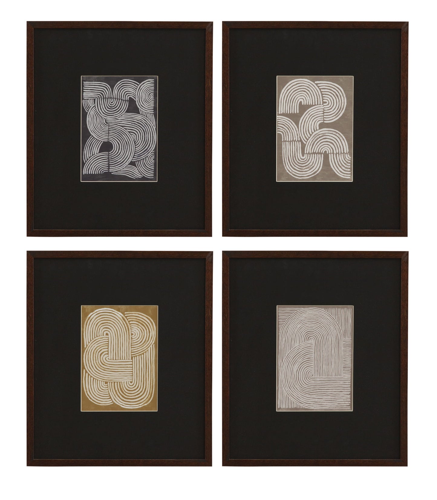 Neutral Strokes Framed Print (Set of 4) - Black