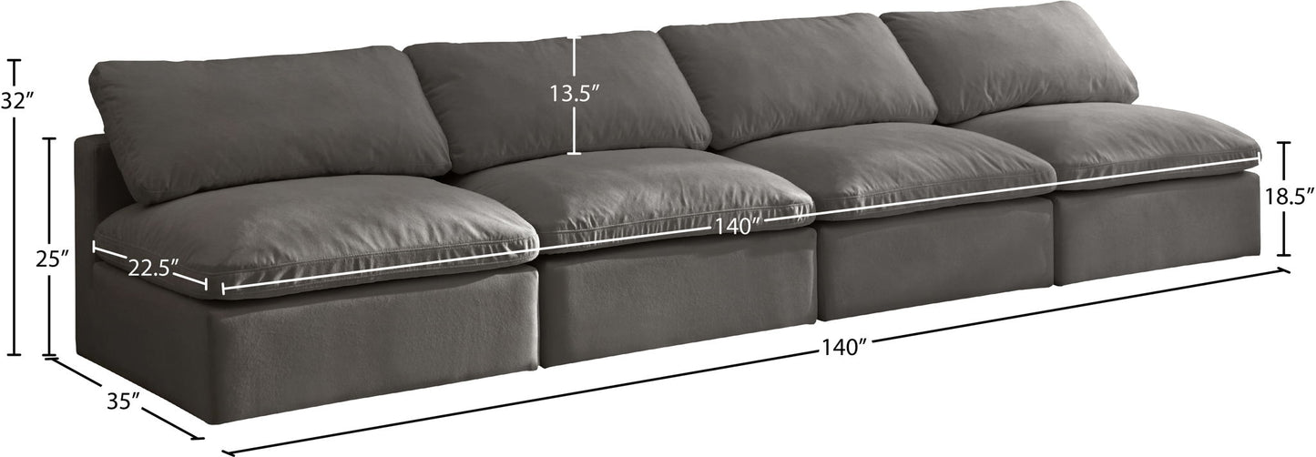 Plush - Modular Armless 4 Seat Sofa