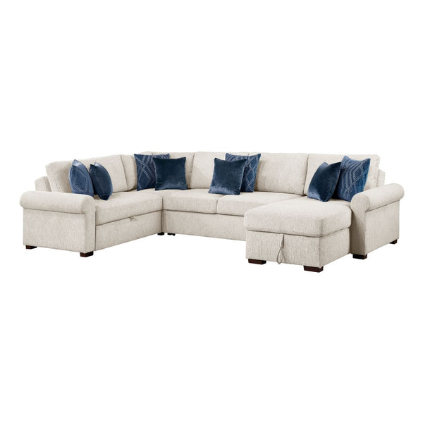 Isla 4-Piece Sectional with Reversible Chaise, Pull-out Bed, Hidden Storage and Click Motion Back