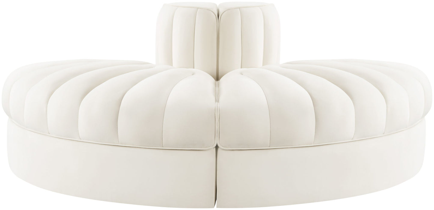 Rummi - Velvet Performance Fabric Upholstered 2 Piece  Rounded Modular Loveseat