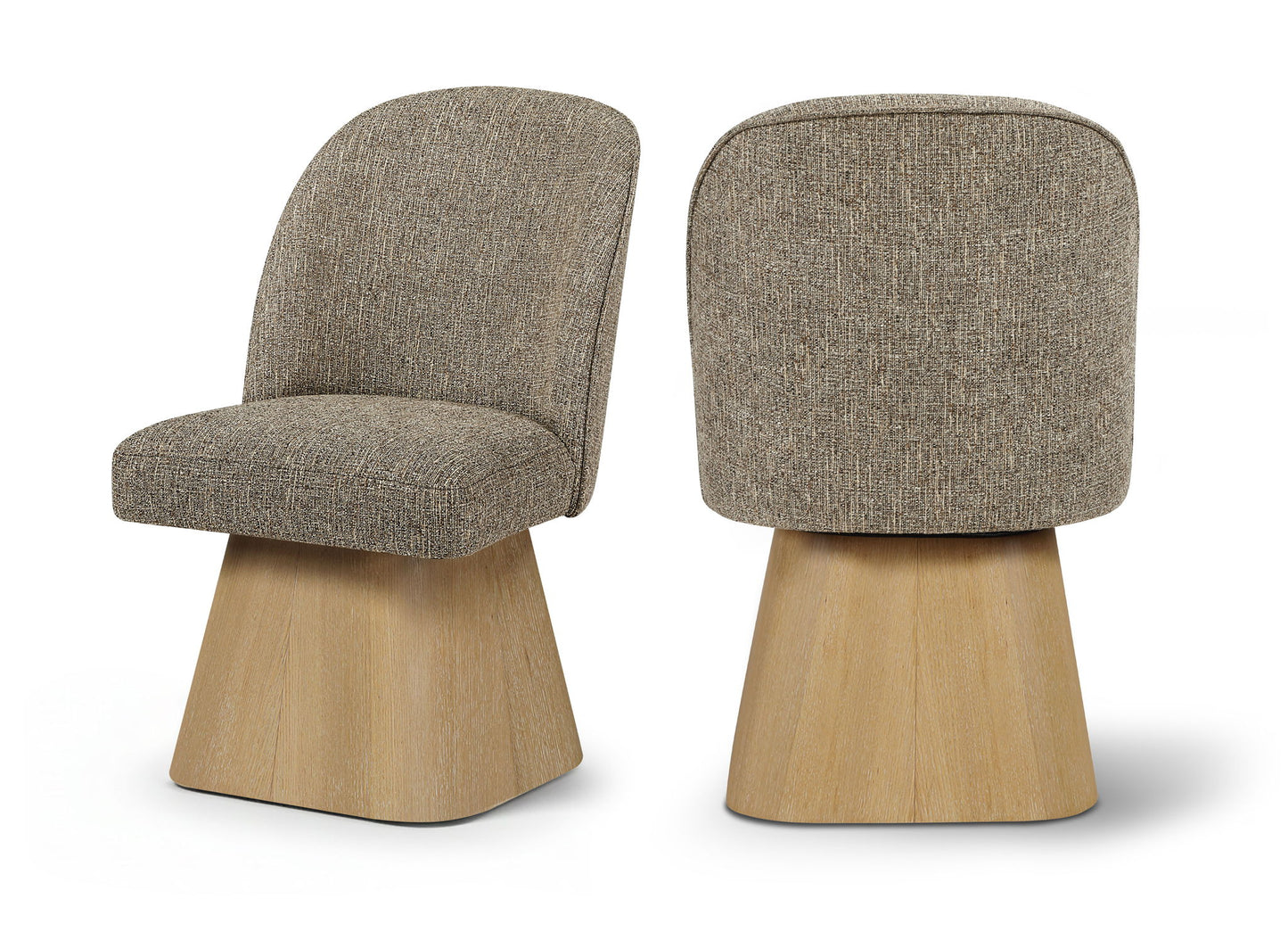 Marlowe - Linen Textured Fabric Upholstered Swivel Dining Side Chair - Stained Natural