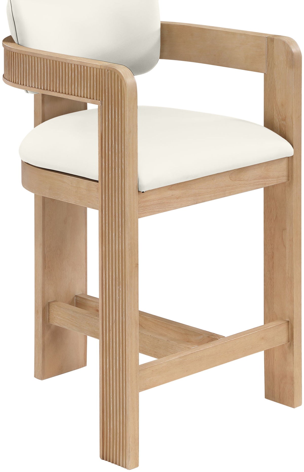Sacha - Vegan Leather Upholstered Counter Stool With Natural Base