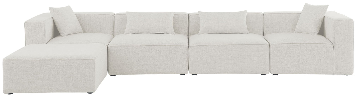 Cube - Linen 5 Piece Modular Sectional With Chaise