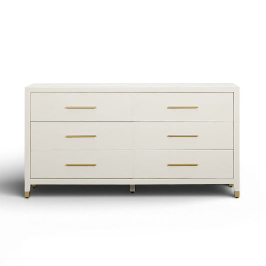 Dani - Faux Shagreen 6-Drawer Dresser - Cream