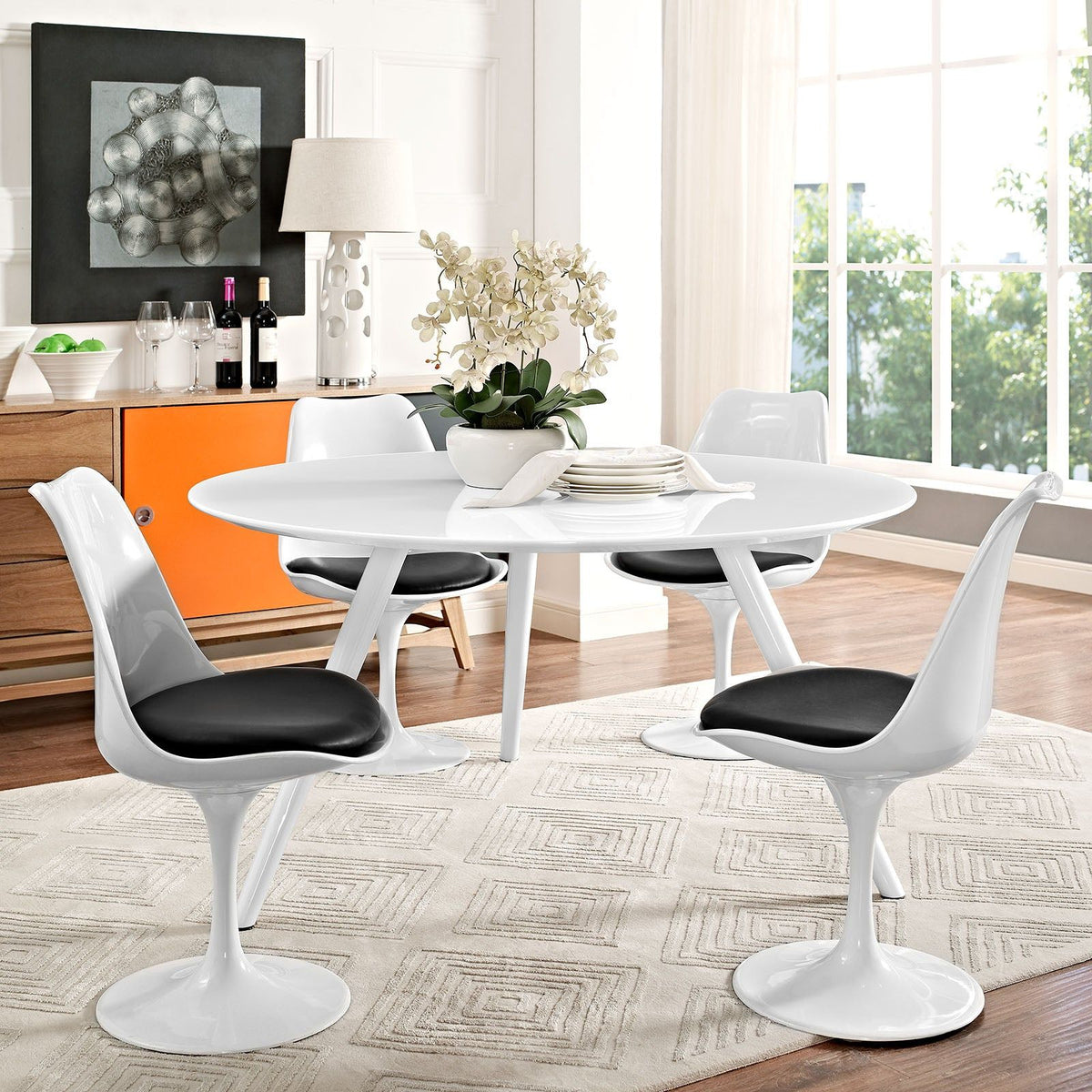 Lippa Round Wood Dining Table with Tripod Base - 54", White