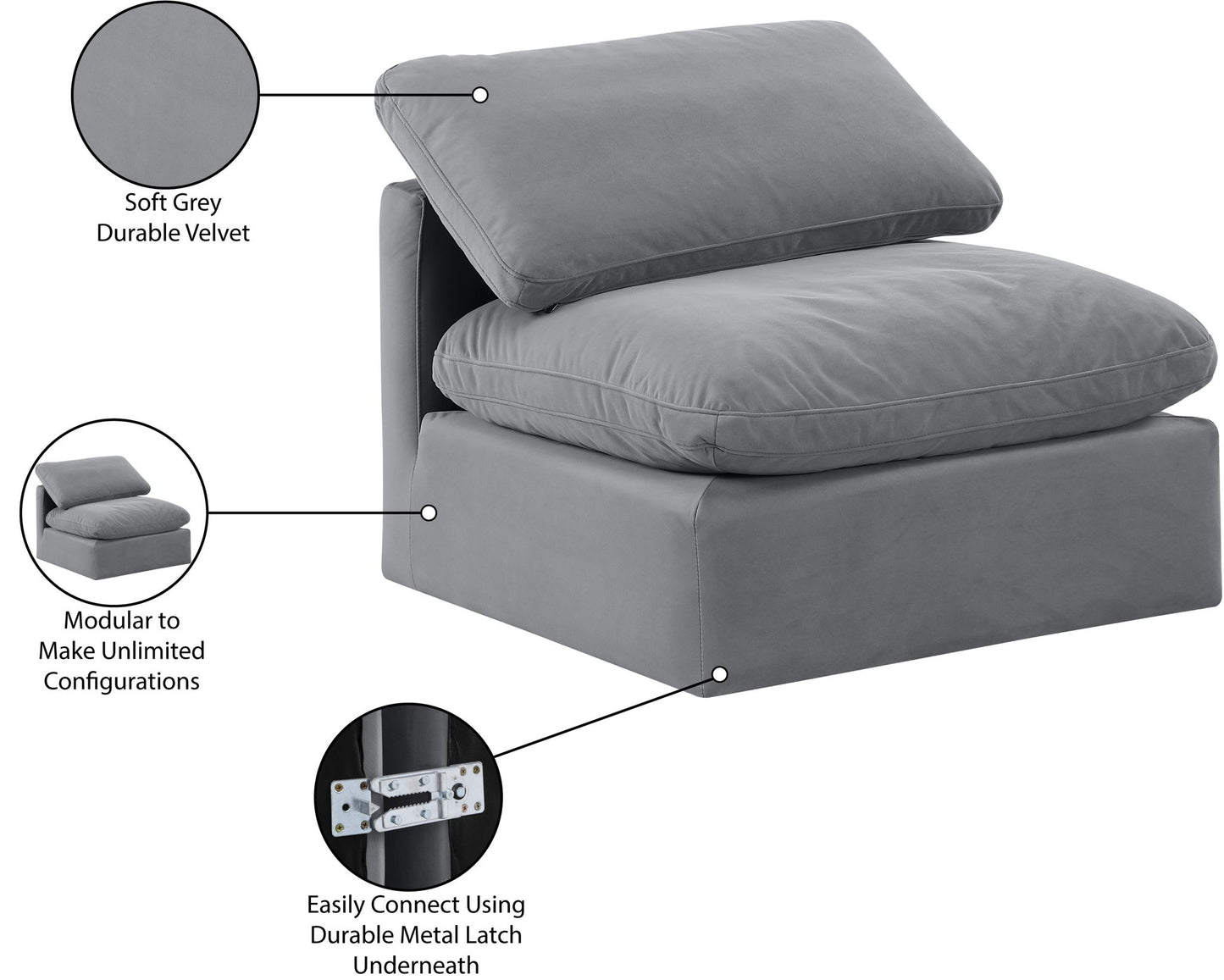 Indulge - Velvet Armless Chair