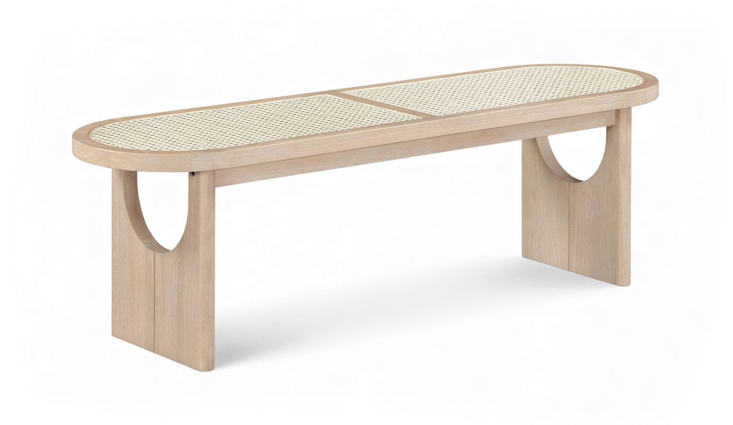 Canovia - Solid Wood And Faux Cane Bench
