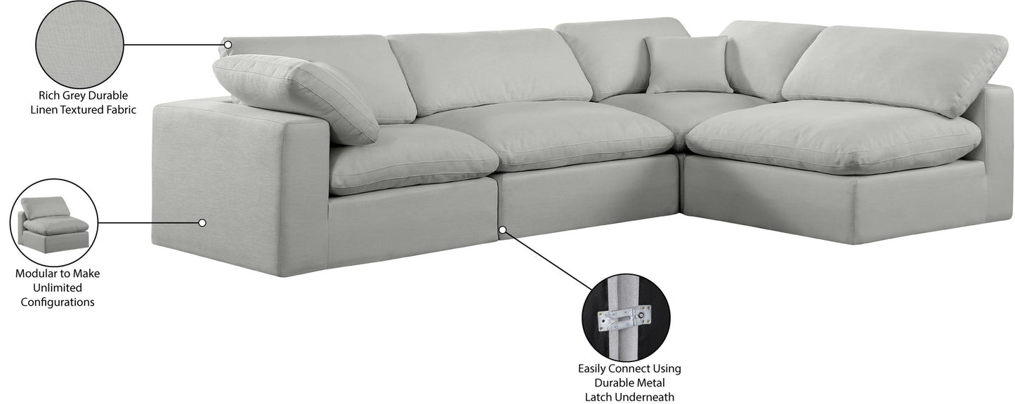 Comfy - 4 Piece Linen Fabric Modular Armless Sectional