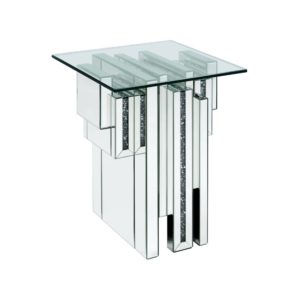 Noralie - 20" End Table With Faux Diamonds - Mirrored