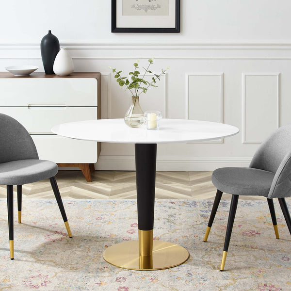 Zinque 42" Oval Dining Table - Gold White