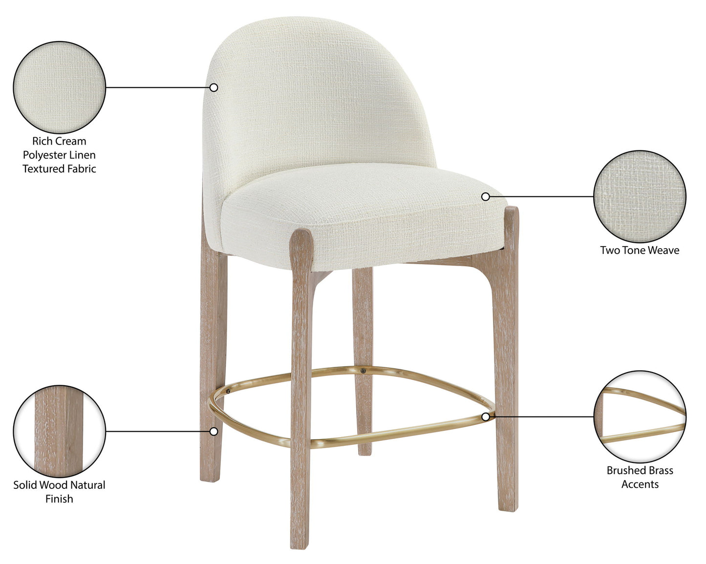Torino - Counter Stool With Brushed Natural Base