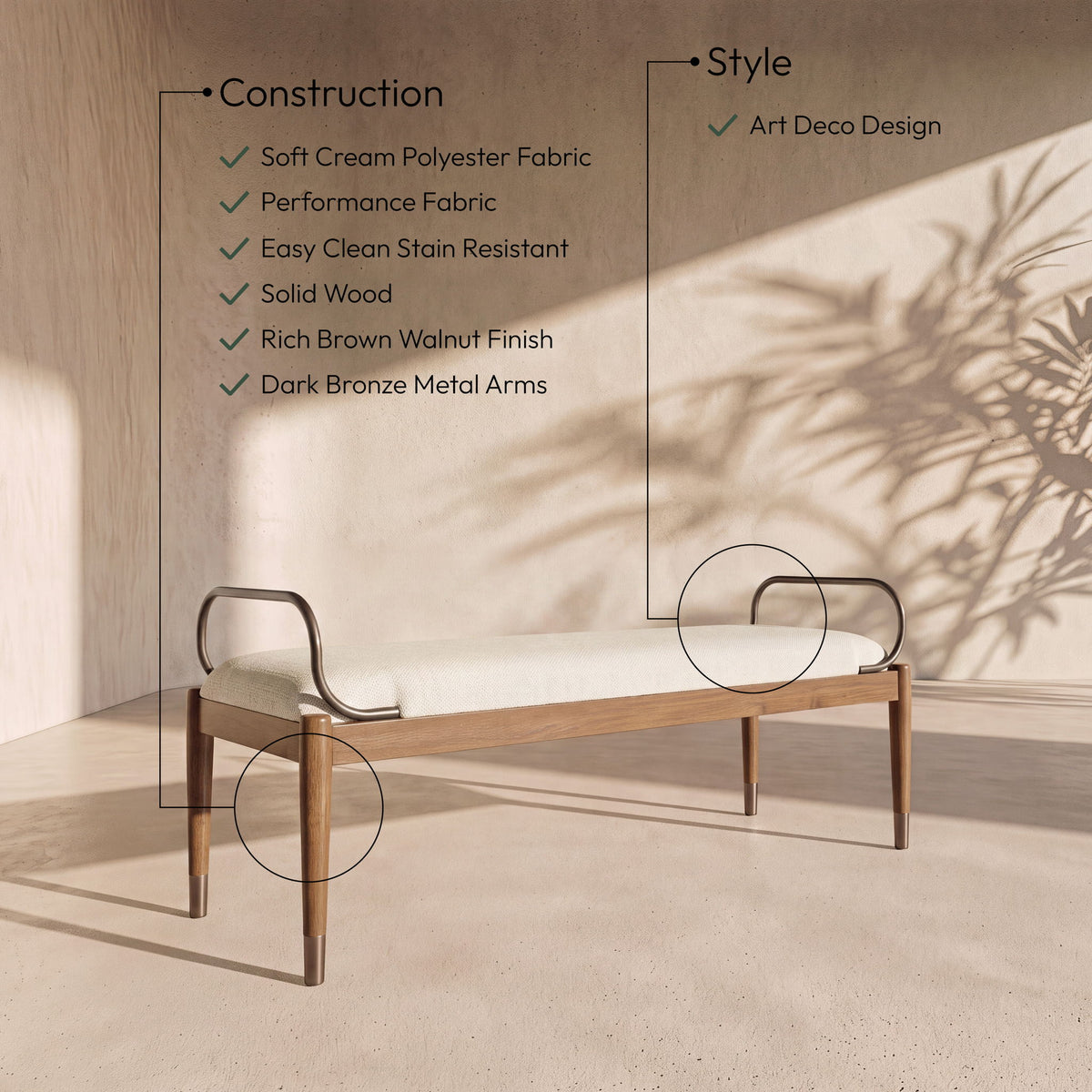 Cambria - Fabric Upholstered Bench