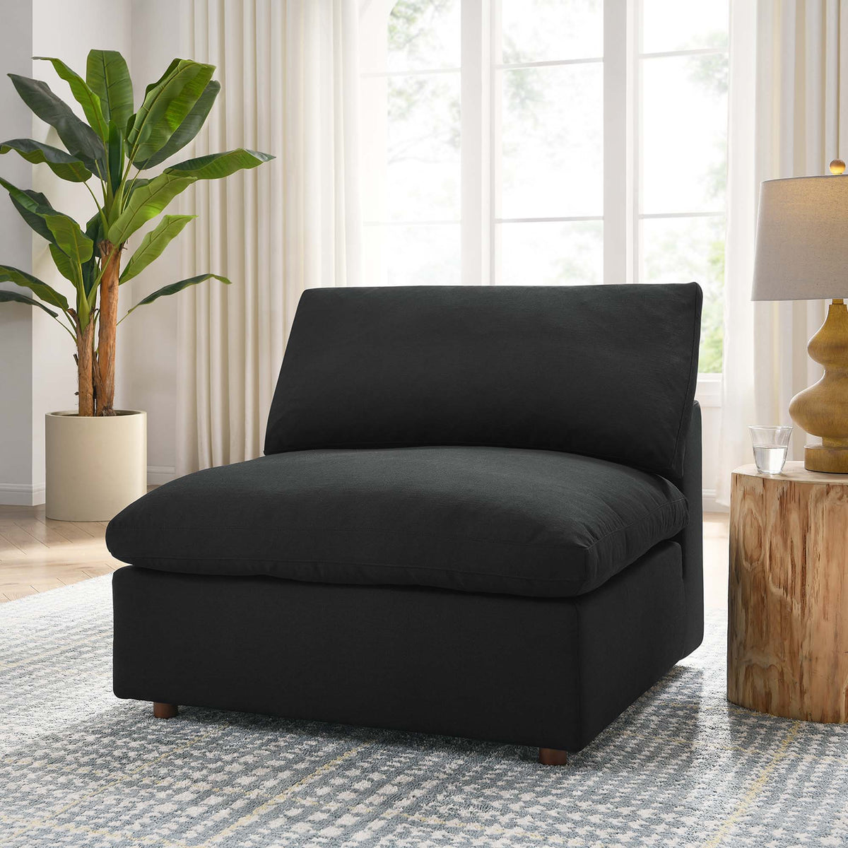 Commix Down Filled Overstuffed Armless Chair - Black