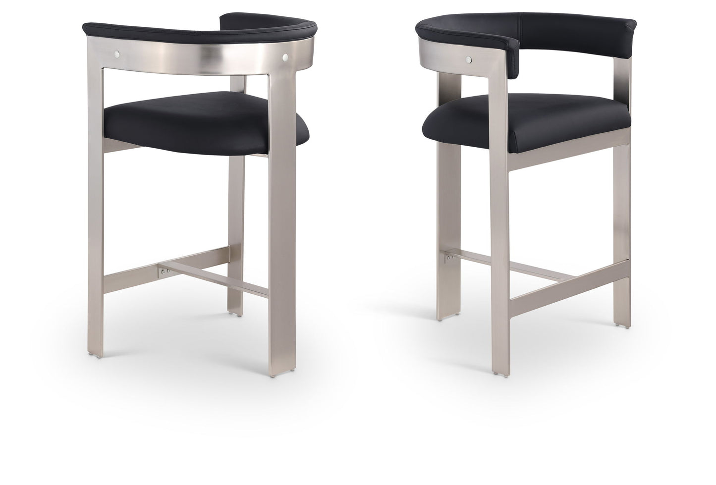 Romeo - Faux Leather Counter Stool With Silver Base (Set of 2)