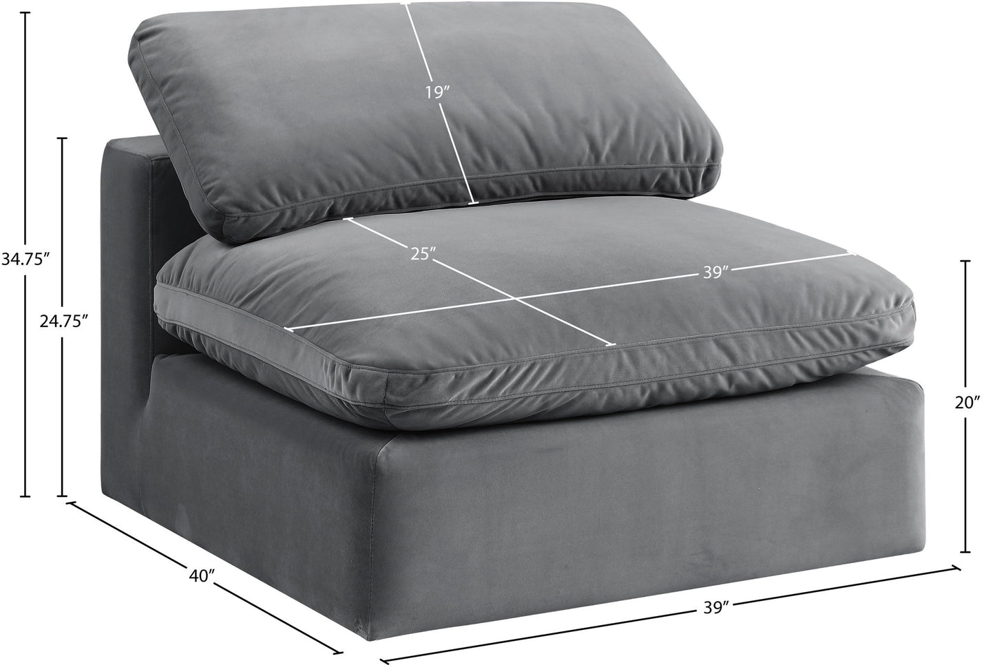 Comfy - Velvet Armless Chair