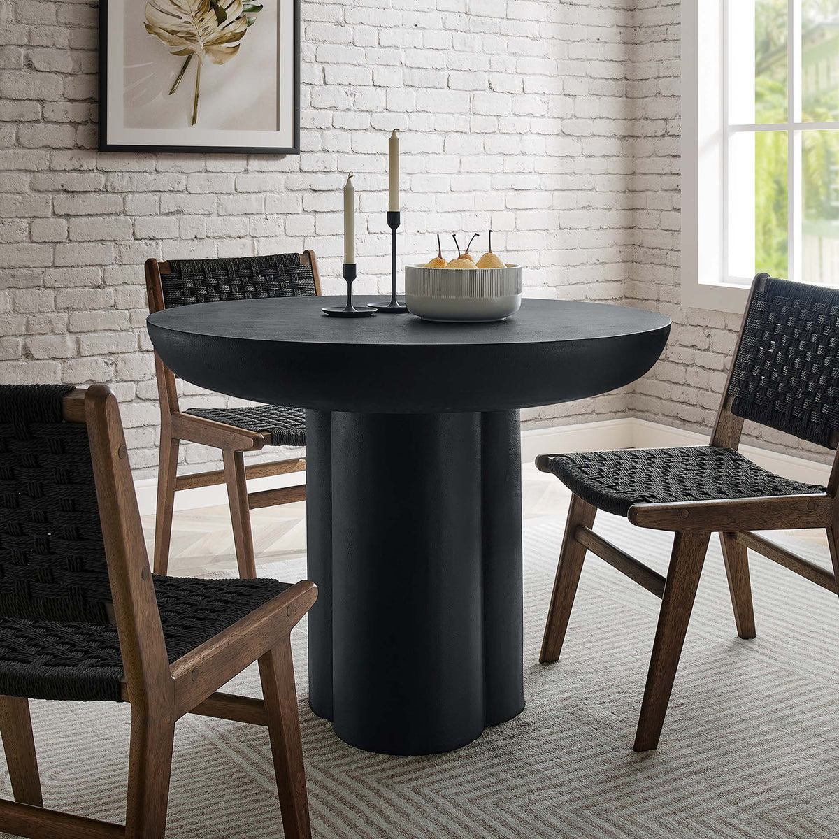 Caspian 40" Round Concrete Dining Table - Black