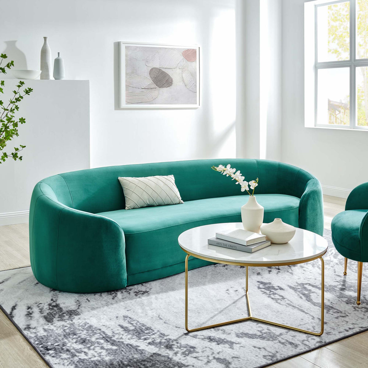 Contessa Performance Velvet Sofa - Teal