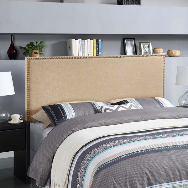 Region Nailhead Upholstered Headboard - Queen, Cafe