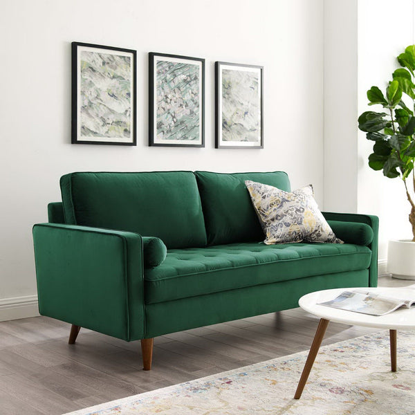 Valour Performance Velvet Sofa - Green