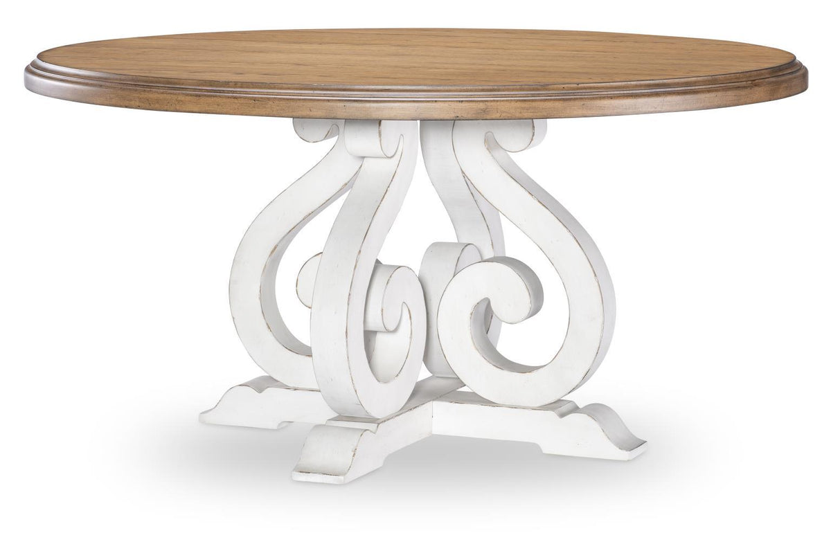 Vintage Market - Round Dining Table - Barnwood Oak And Picket Fence