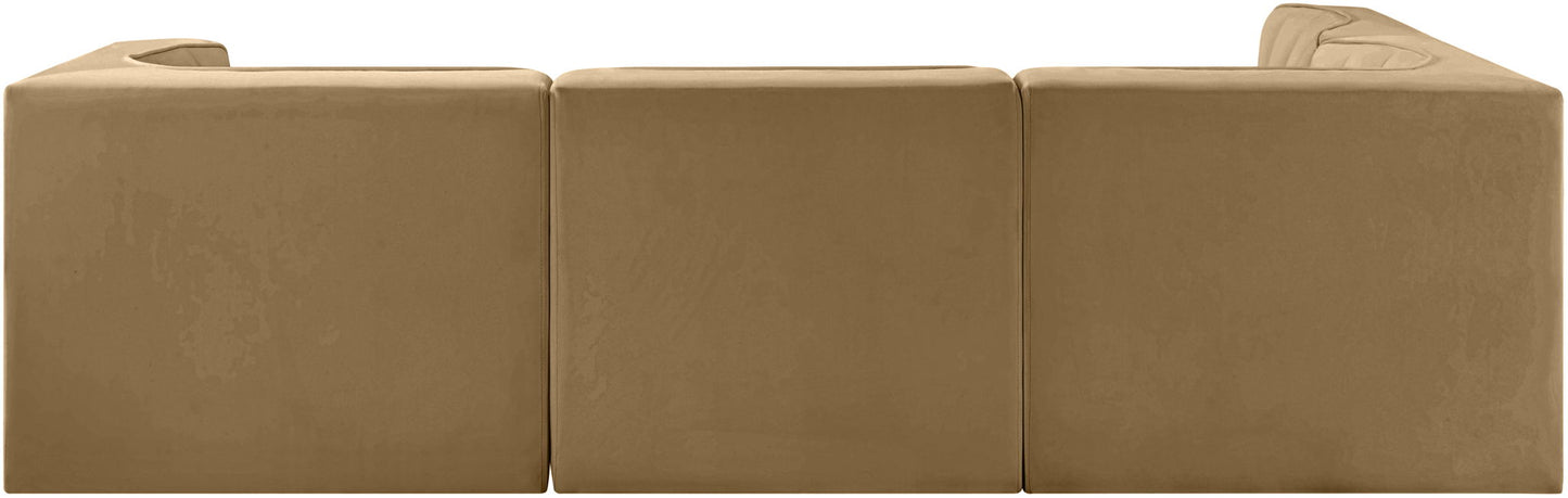 Rummi - Velvet Performance Fabric Upholstered 4 Piece Modular Sectional