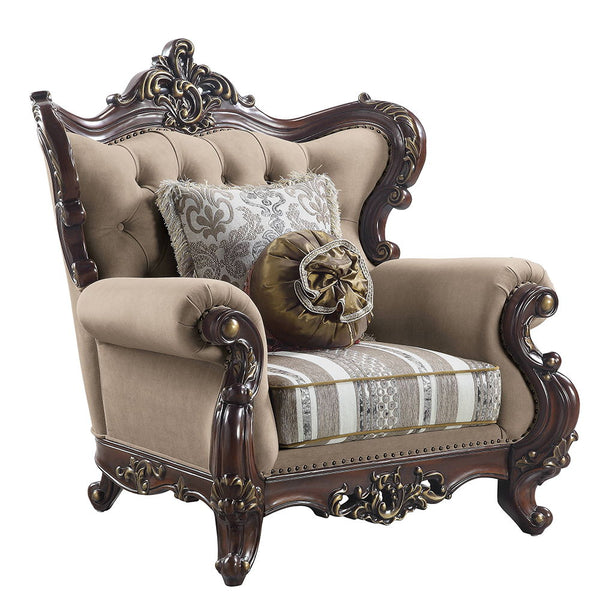 Ragnar - Chair With 2 Pillows - Light Brown Linen & Cherry