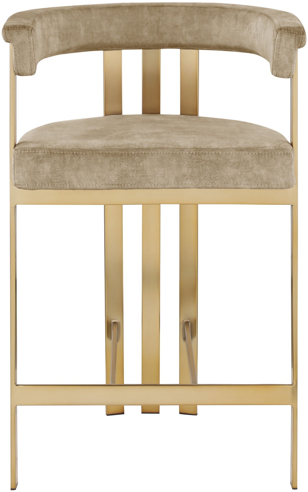 Marcello - Counter Stool With Brushed Gold Iron Frame (Set of 2) - Beige