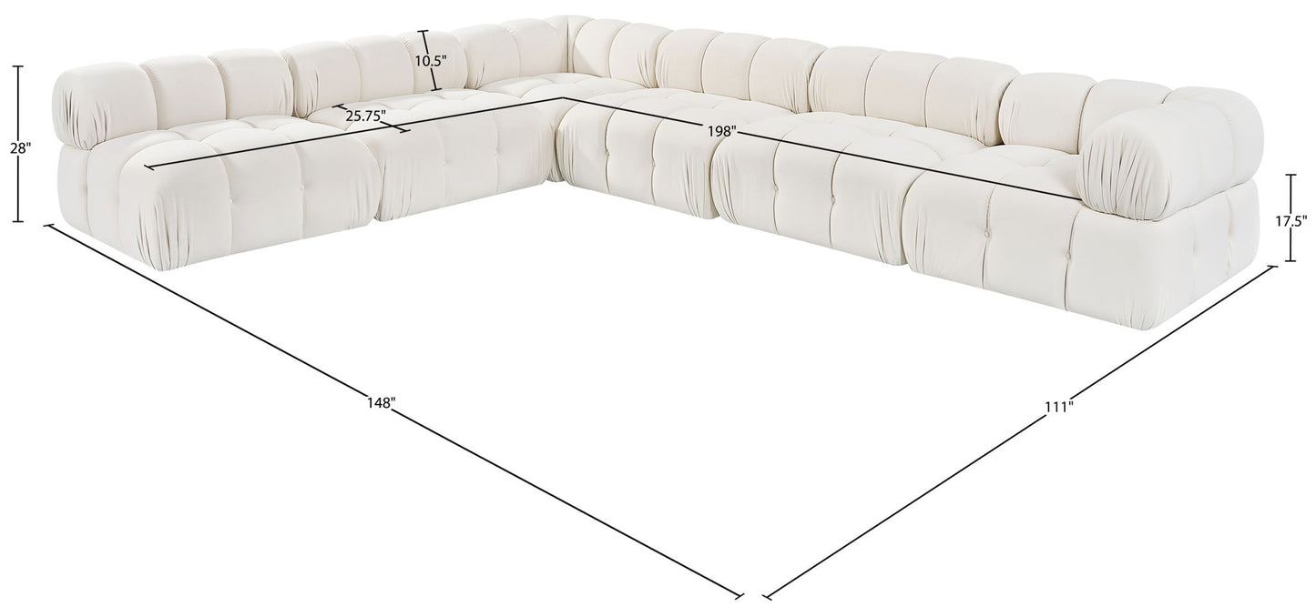 Orin - Velvet 6 Piece Modular L-Shaped Sectional
