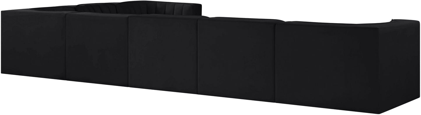 Rummi - Velvet Performance Fabric Upholstered 7 Piece Modular Sectional (With 3 Corner Chairs)