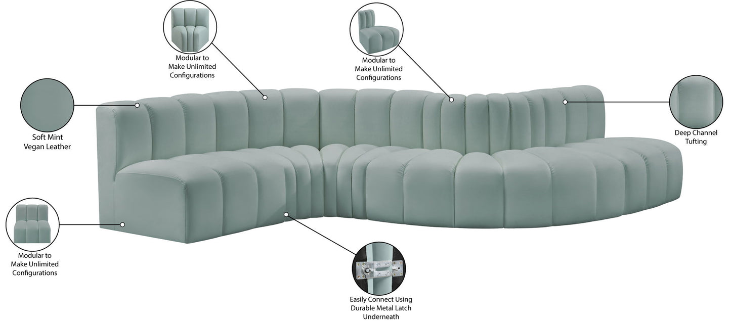 Arc - Faux Leather 6 Piece Curved Modular Sofa