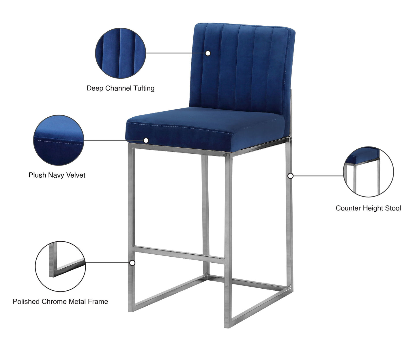 Giselle - Stool with Chrome Legs