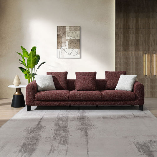 Mardi - Sofa With 6 Pillows - Maroon Tweed