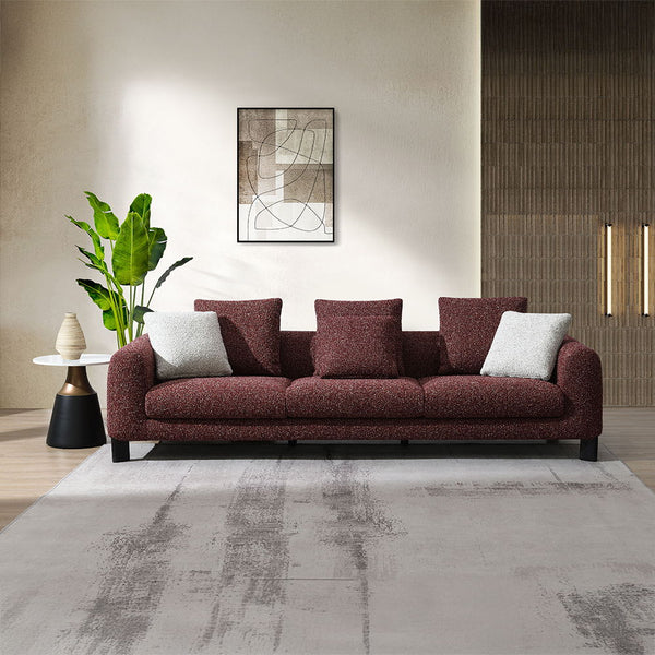 Mardi - Sofa With 6 Pillows - Maroon Tweed