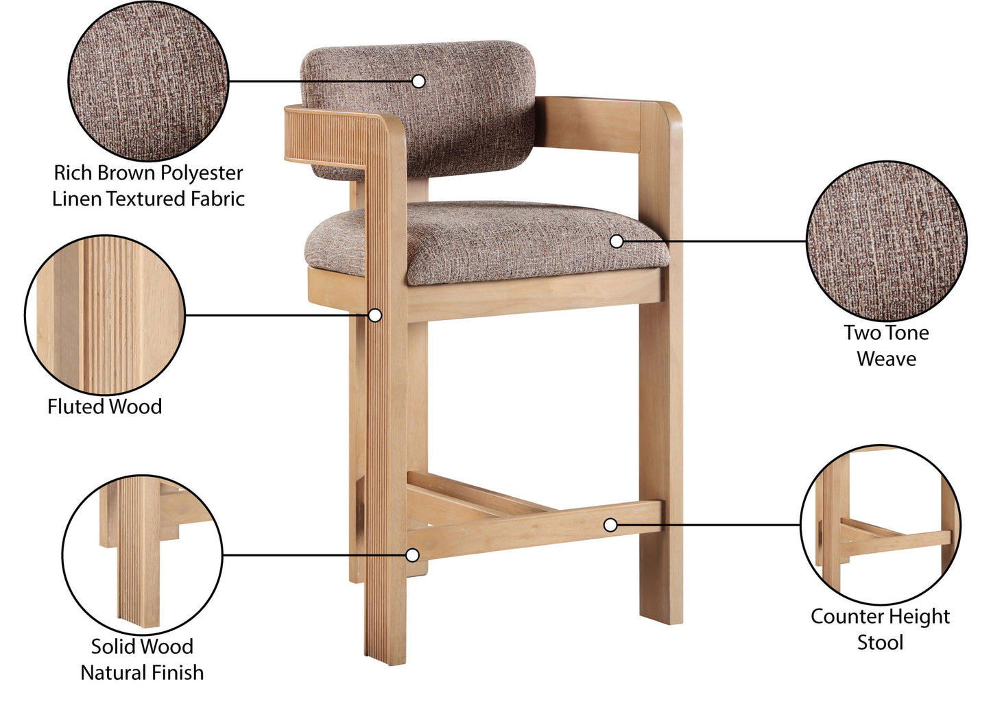 Sacha - Linen Stool With Natural Base