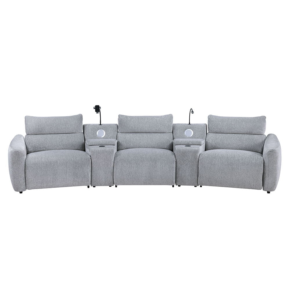 Fullar - Modular Console With Wireless Charger - Light Gray Chenille